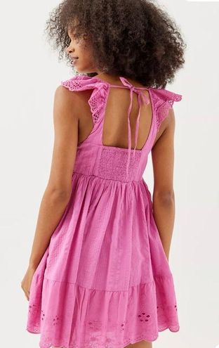 UO Wildflower Lace Babydoll Mini Dress