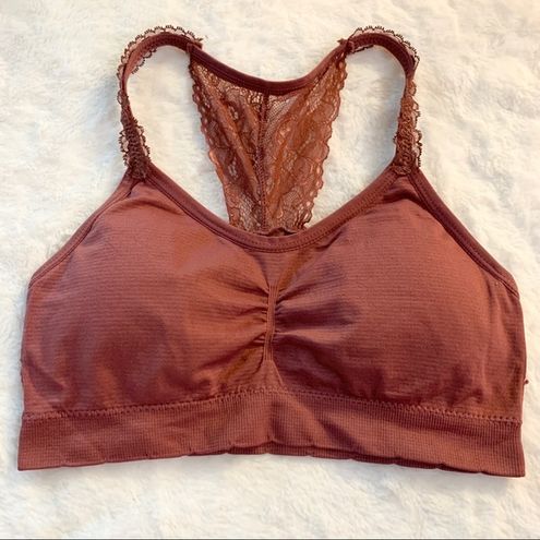 Laura Ashley Mauve Pink Lace Racerback Bralette Size Medium