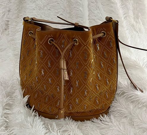 Le Monogramme Studded Suede Bucket Bag Cinnamon Brown