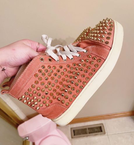 Christian Louboutin, Shoes, Authentic Christian Louboutin Peach Nubuck  Spike Louis Orlato Mid Top Sneakers