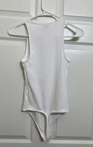 Express Body Contour Ribbed High Neck Thong Bodysuit