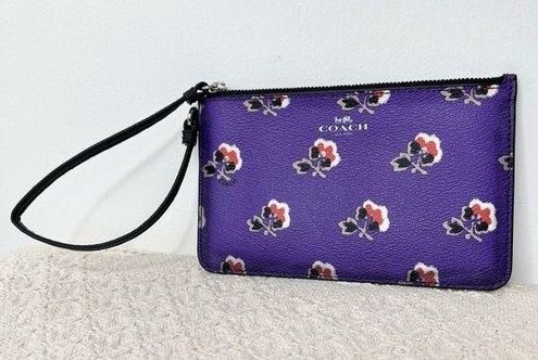 Coach Bramble Rose Small Wristlet F56027 Purple Floral Slim Pouch Bag - $31  - From Emmie