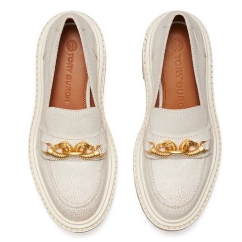 Tory Burch Loafer Jessa Lug Sole Napa Leather Chunky White Crackle NIB - $295 (25% Off Retail) - From Elizabeth Tory Burch Loafer Jessa Lug Sole Napa Leather Chunky White Crackle NIB - $295 (25% Off Retail) - From Elizabeth