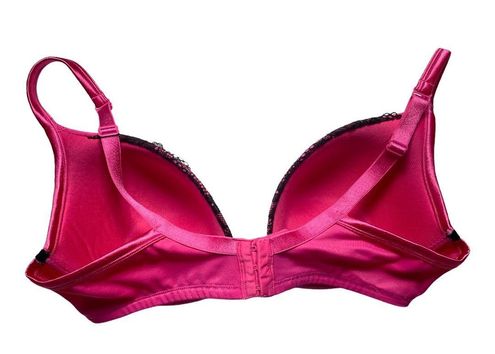 Cacique Pink Black Lace Trim Underwire Padded Bra Size 40D