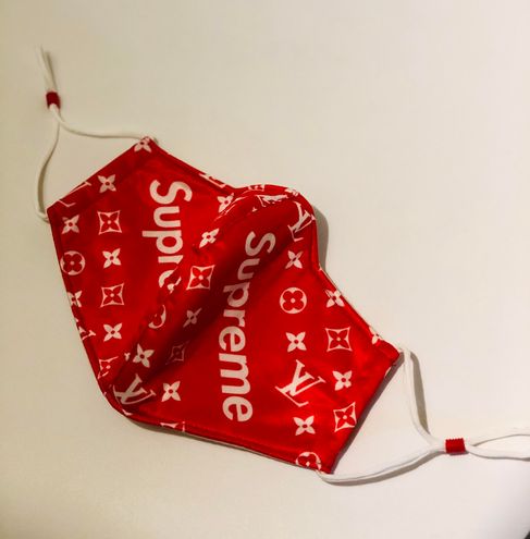 LV face mask red logo