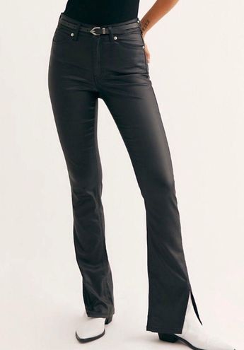 Free People Spellbound Coated Bootcut Jean Black Faux Leather