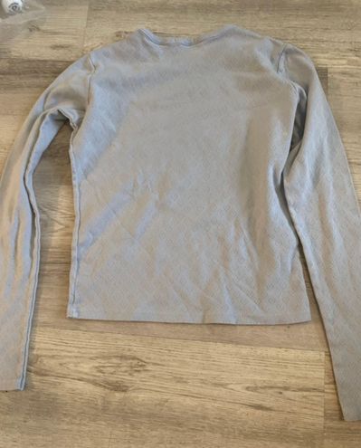 Brandy Melville heart pointelle leah long sleeve top Blue - $31 - From San