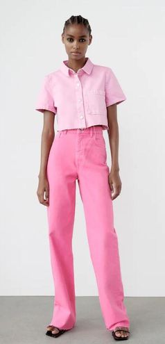 ZARA Wide Leg Pink Jeans Size 8 - $40 