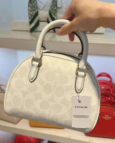 NWT Coach Sydney Satchel In Signature Canvas Chalk/Glacier White CA591 $350