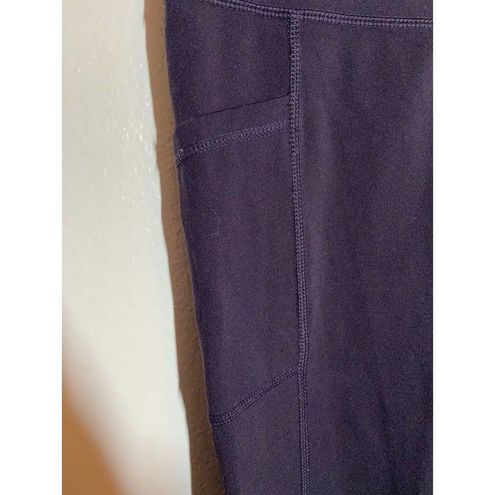 Yogalicious Lux Leggings High Rise Side Pockets Cropped Purple Medium