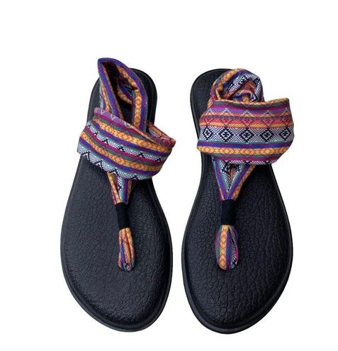 Sanuk Yoga Sling Sandals Flip Flop Aztec Blue Yellow Pink. Size 9 Womens.  Multiple - $14 - From Hannah