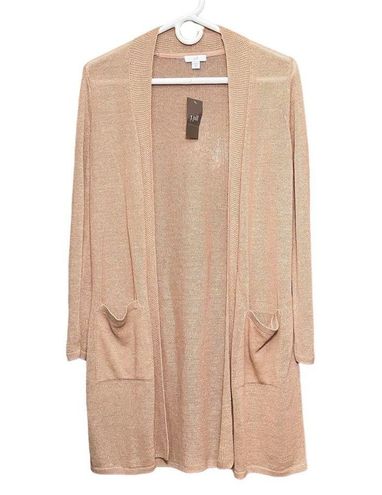 J.Jill Linen Blend Open Front Long Sleeve Cardigan