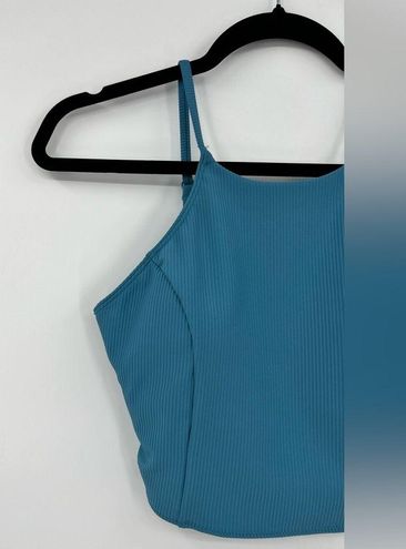 Ribbed High-Neck Longline Swim Top C/D Cup