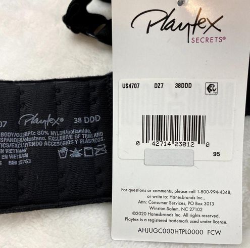 Playtex Secrets 4707 Black Gray Stripe Perfectly Smooth Wireless