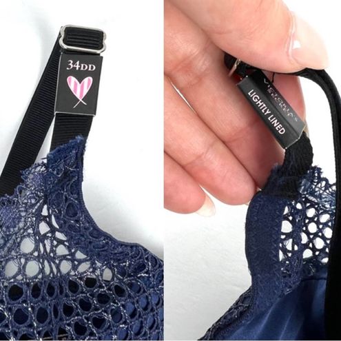 Victoria's Secret NEW Blue Plunge Lightly Lined Fishnet Lace Bra