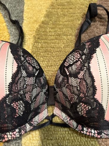 Victoria's Secret Bombshell Plunge Push Up Bra Pink Black Lace Stripes Size  34A Multiple - $30 - From Emily