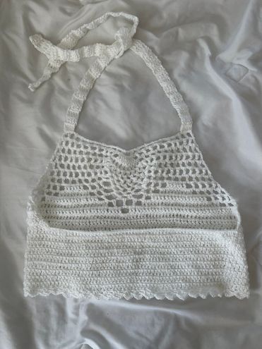 White Handmade Crochet Halter Top