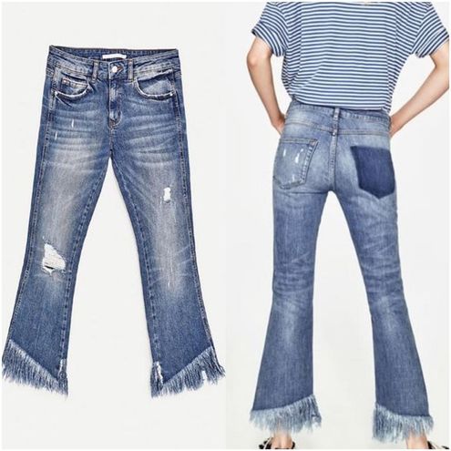 Zara frayed raw hem jeans Clearance