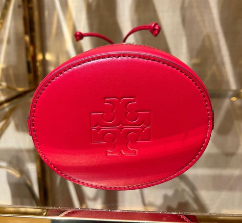 Tory Burch Red Embroidered Rose T Monogram Jacquard MINI Bucket Bag NWT  87062