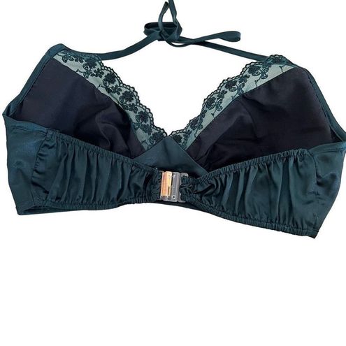 La Senza Satin & Lace Emerald Green Bralette lightly padded bra