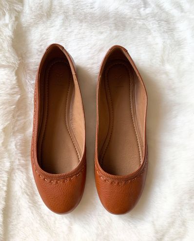 Frye Tinsley Brown Leather Stitched Ballet Flats Size 7 82