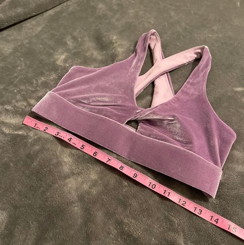 Fabletics Oasis Twist Velour Sports Bra Purple - $30 (37% Off