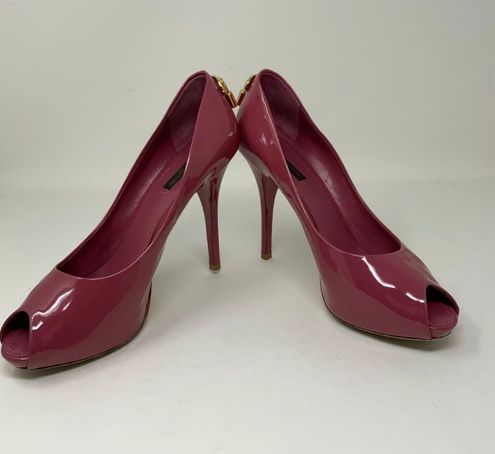 Louis Vuitton Pink Patent Leather Peep Toe Logo Padlock Stiletto High Heels  Shoe Size 10 - $650 (64% Off Retail) - From Galore