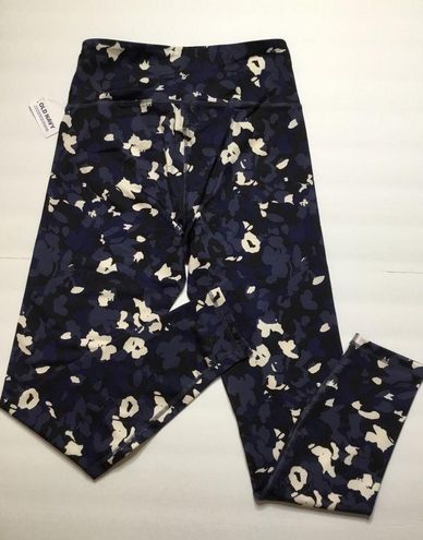 Old Navy High-Waisted Purple Foral PowerPress 7/8-Length Leggings