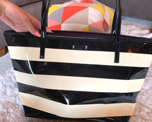 Kate Spade Black And Whore Stripe Patent Leather Tote Multiple - $80 (62%  Off Retail) - From Sydney