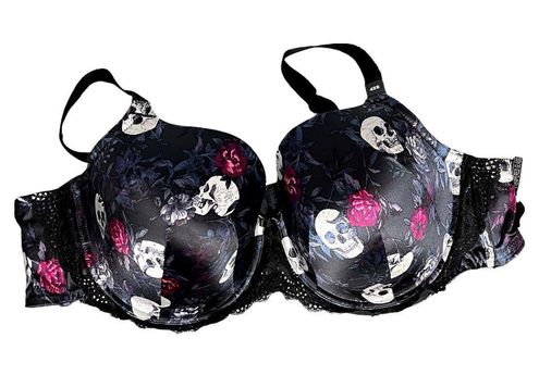 Torrid Black Floral Skull 48B Bra NWT Size 48 B - $29 New With