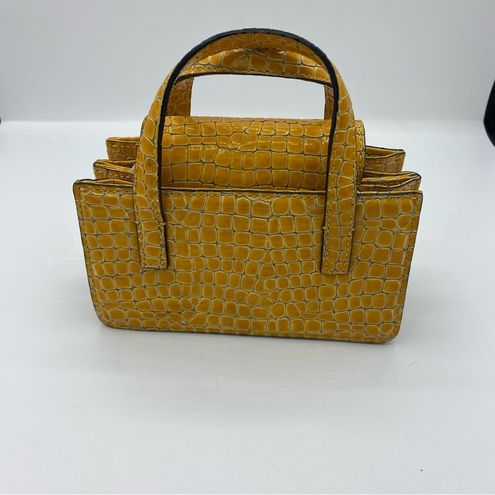 Marge Sherwood croc skin yellow square mini bag