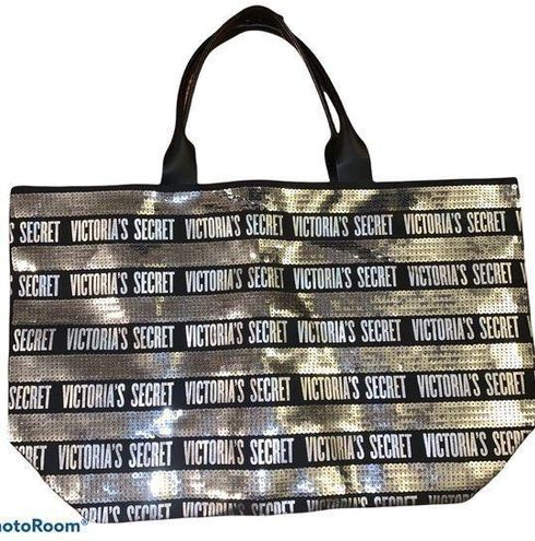 victoria secret silver tote bag