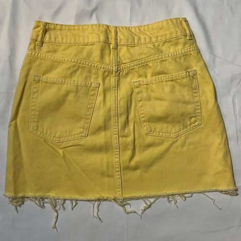 Vintage 90's Pastel Spring Mustard Yellow Guess Denim Corduroy Skirt Size:  31