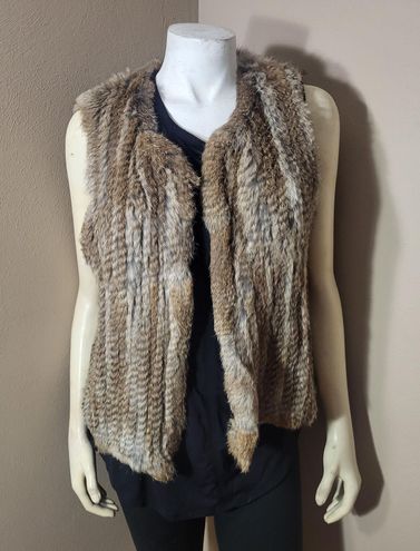 525 America Luxe Natural Rabbit Fur Vest Sz-M