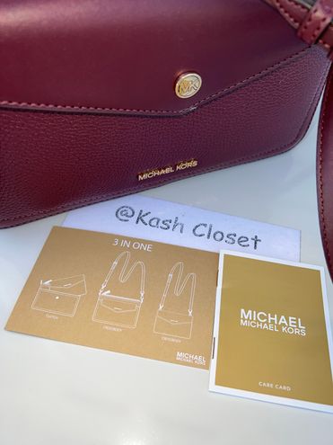 Michael Kors Maisie Medium Pebbled Leather 3-in-1 Crossbody Bag - Merlot