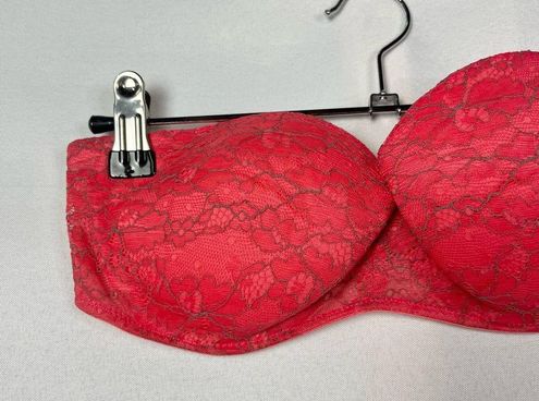 Aerie Audrey Pink Red Lace Strapless Bra 34C Size undefined - $23