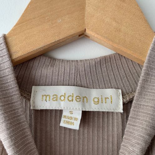 Madden Girl High Cut Mock Neck Bodysuit Tan - $15 (55% Off Retail