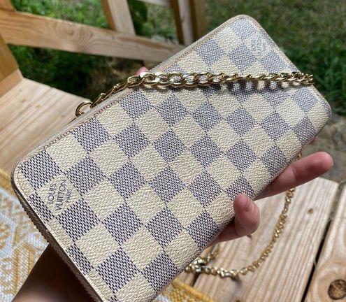 Louis Vuitton Authentic Damier Azure logo canvas Zippy mini crossbody bag  gold Multiple - $240 (81% Off Retail) - From Liv