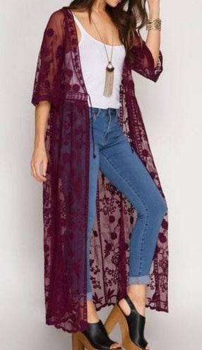 Maroon Lace Cardigan - $15 (75% Off 