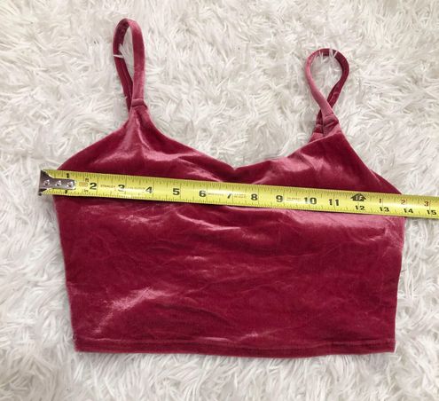 Athleta Elation V Neck Velvet Crop Sports Bra Pink XS - $28 - From Megan