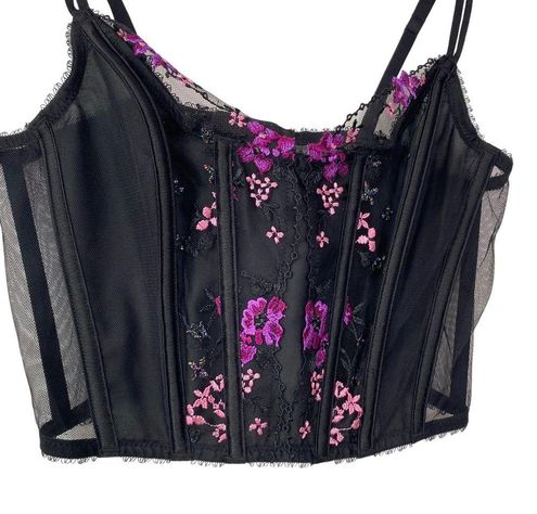Victoria's Secret Very Sexy Floral Embroidery Corset Top Size M