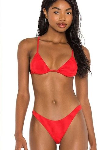 VITAMIN A California High Leg Cheeky Bikini Bottoms Size XL/12 Red Orange  NEW! - Swim