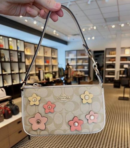 COACH®  Nolita 19 In Signature Canvas With Floral Applique