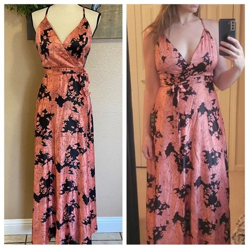 Tea gardens rusty rose sales floral print satin maxi dress