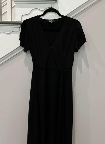 Heart of Marigold Black Wrap Maxi Dress