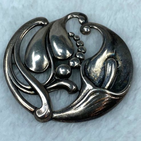 Vintage Sterling Silver Art Nouveau Calla Lily Brooch Pin