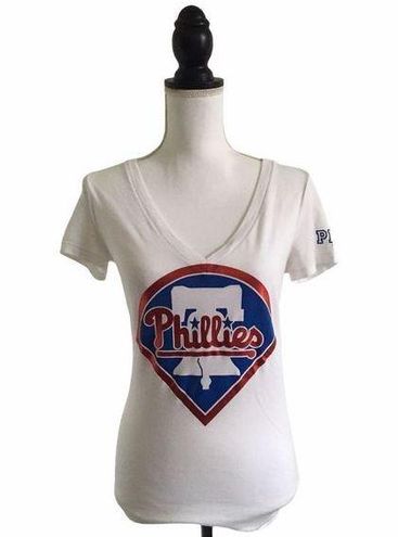 PINK - Victoria's Secret Victoria's Secret PINK Philadelphia Phillies MLB V  Neck Short Sleeve Tee Medium - $20 - From Katrina