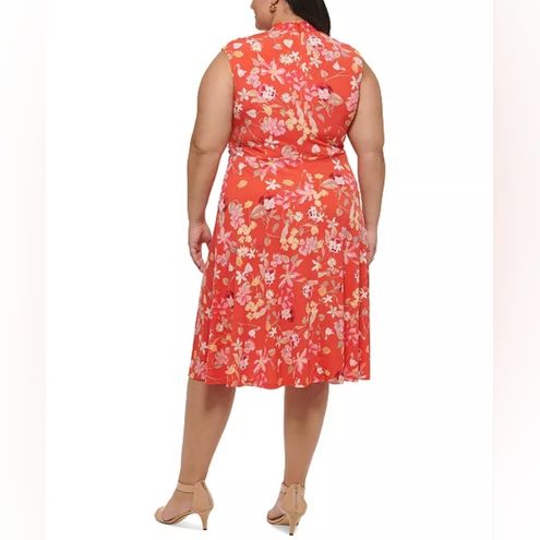 Jessica Howard Dress Women's Size 24W Orange Floral Sleeveless V-Neck Midi  - $20 - From Teresa