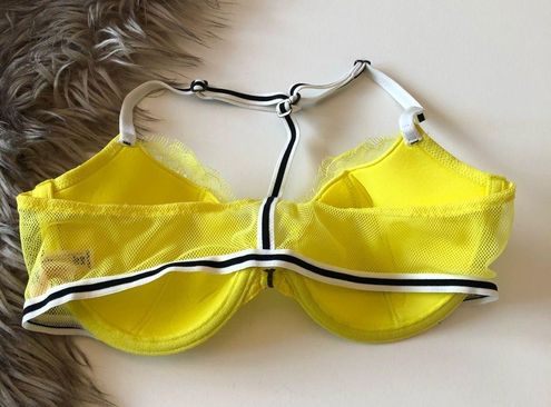 Victoria's Secret Very Sexy Bright Yellow Lace & Mesh Bra, 34B