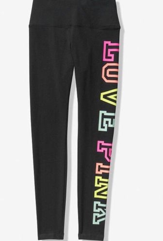 Victoria's Secret PINK Leggings Black Rainbow Logo - $14 (79% Off